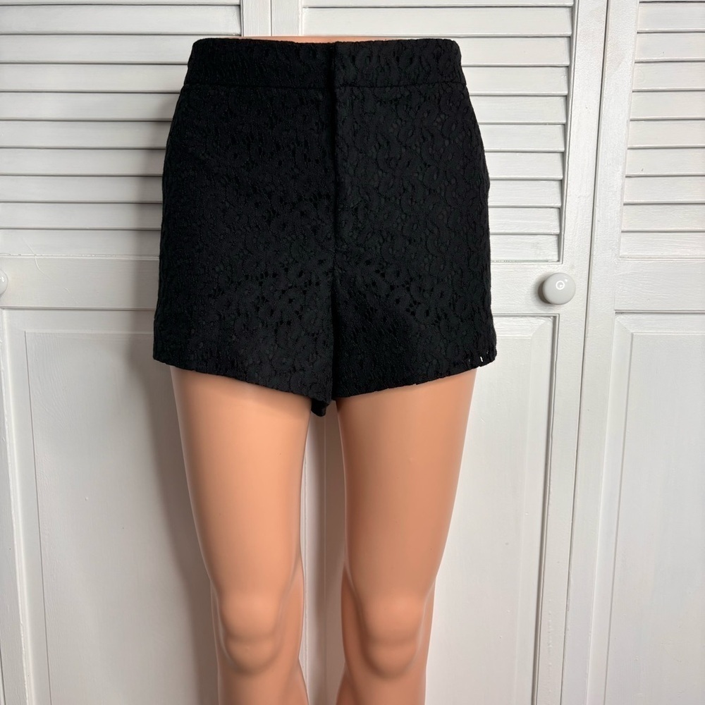 NICOLE MILLER Black Lace Shorts Size 14